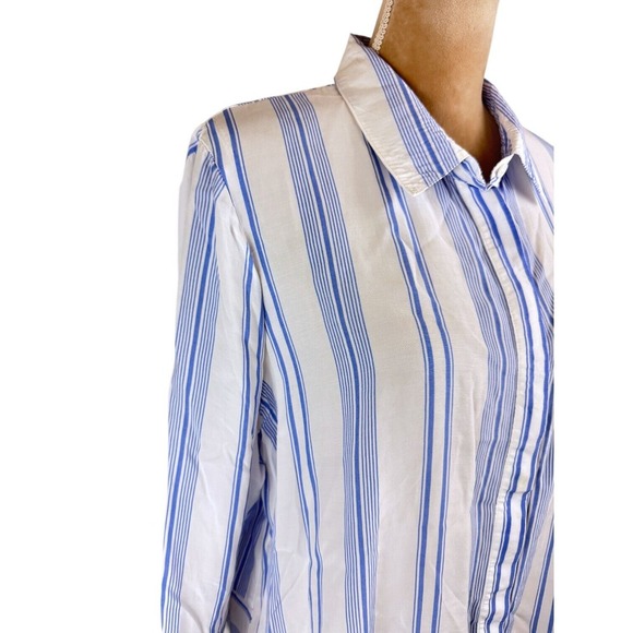 Soft Surroundings Womens Sz‎ Lg Top Blue White Stripe 3/4 Sleeve Spring Beachy - Picture 3 of 10